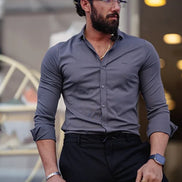 Rapid Gray Slim Fit Textured Cotton Shirt