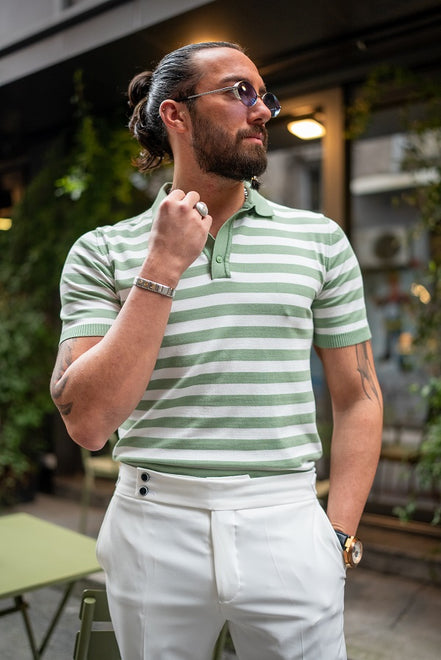 Rapid Green Striped Polo Shirt