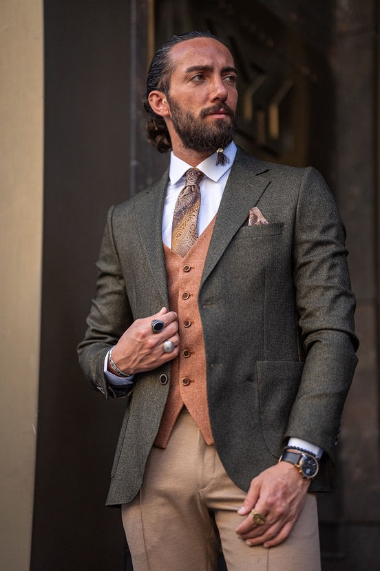 Khaki Combination Suit