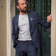 Rapid Navy Blue Slim Fit Notch Lapel 2 Piece Pinstripe Suit