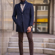 Rapid Slim Fit Single Breasted Navy Blue Long Coat