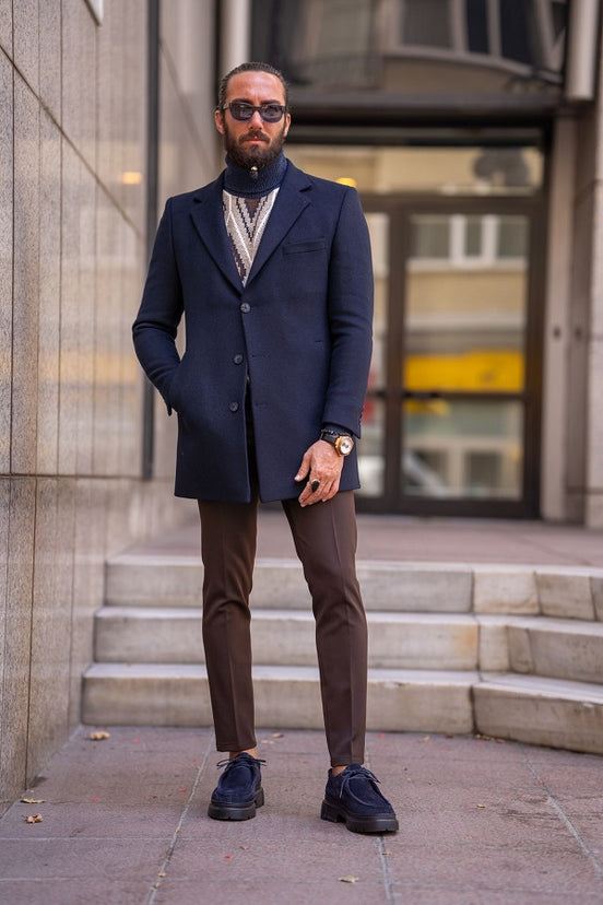 Navy Blue Long Coat