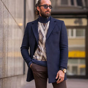 Rapid Slim Fit Single Breasted Navy Blue Long Coat