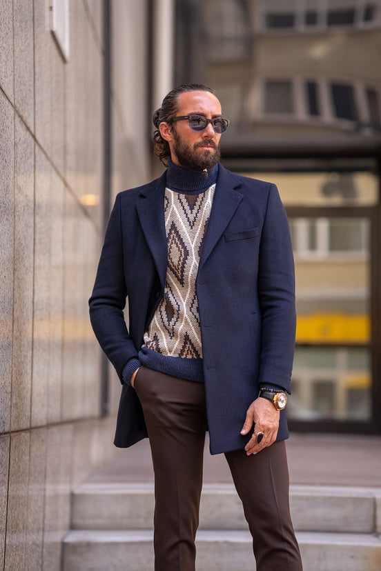 Navy Blue Long Coat