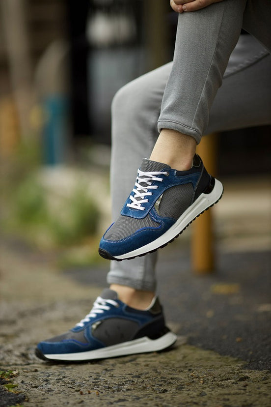 Navy Blue Suede High Top Sneakers
