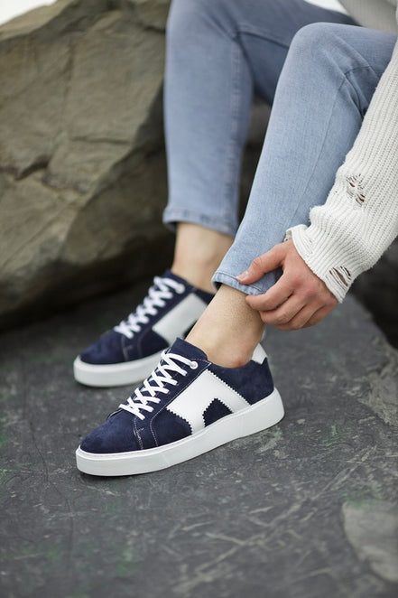 Rapid Navy Blue Suede Mid Top Sneakers