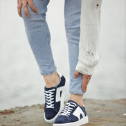 Rapid Navy Blue Suede Mid Top Sneakers