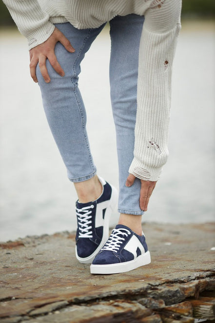 Rapid Navy Blue Suede Mid Top Sneakers