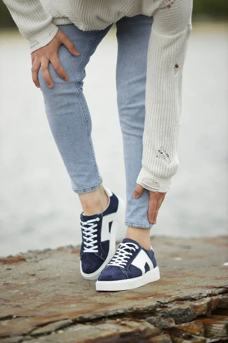 Rapid Navy Blue Suede Mid Top Sneakers