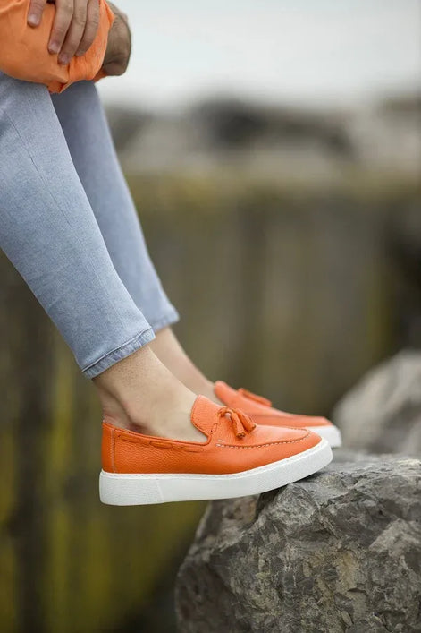 Rapid Orange Tassel Loafers