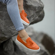 Rapid Orange Tassel Loafers