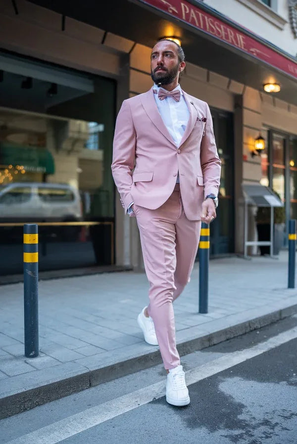 Rapid Slim Fit Peak Lapel Pink Tuxedo