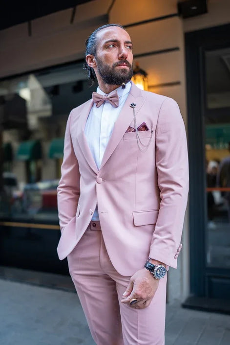 Rapid Slim Fit Peak Lapel Pink Tuxedo