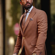 Rapid Slim Fit Peak Lapel Rust Brown Suit