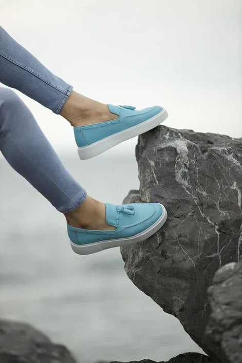 Rapid Light Blue Tassel Loafers