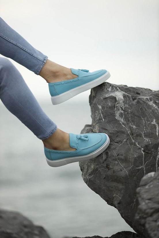 Light Blue Tassel Loafers