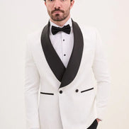 Rapid White Double Breasted Striped Tuxedo
