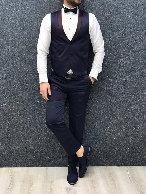 Richmond Slim Fit Peak Lapel Burgundy Tuxedo