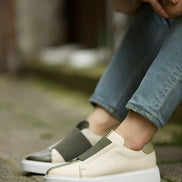 Sioux Beige Green Laceless Slip On Shoes