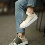 Sioux Beige Green Laceless Slip On Shoes