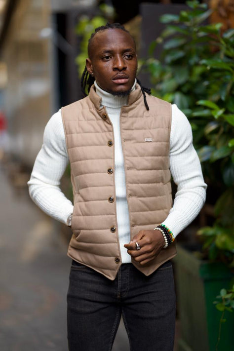 Sioux Beige Slim Fit Puffer Vest