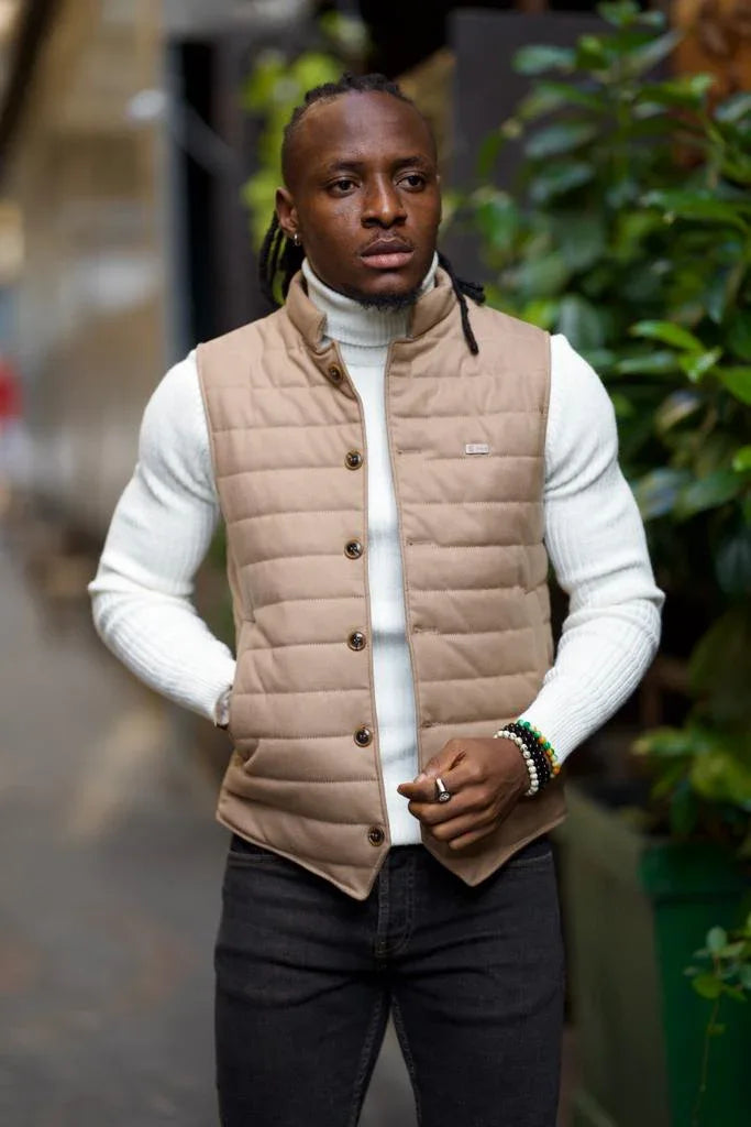 Sioux Beige Slim Fit Puffer Vest