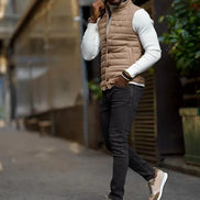 Sioux Beige Slim Fit Puffer Vest