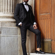 Sioux Black Slim Fit Velvet Peak Lapel Tuxedo