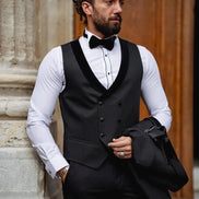 Sioux Black Slim Fit Velvet Peak Lapel Tuxedo