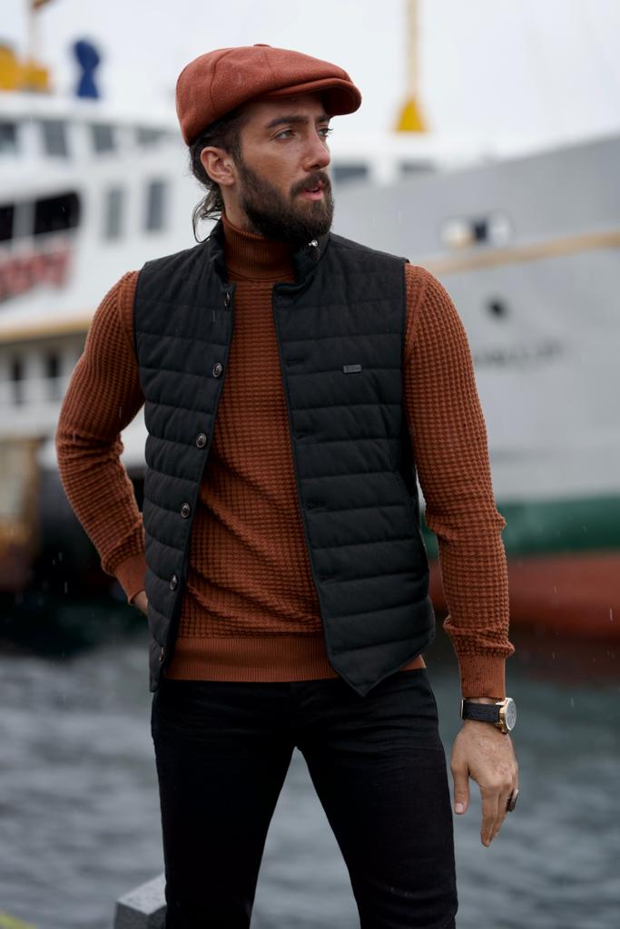 Sioux Slim Fit Black Puffer Vest