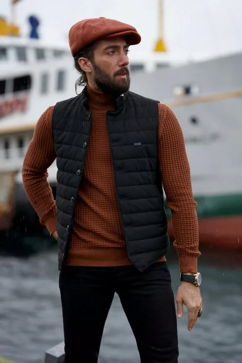 Sioux Slim Fit Black Puffer Vest