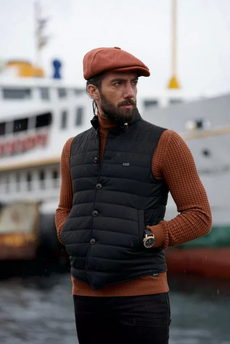 Sioux Slim Fit Black Puffer Vest