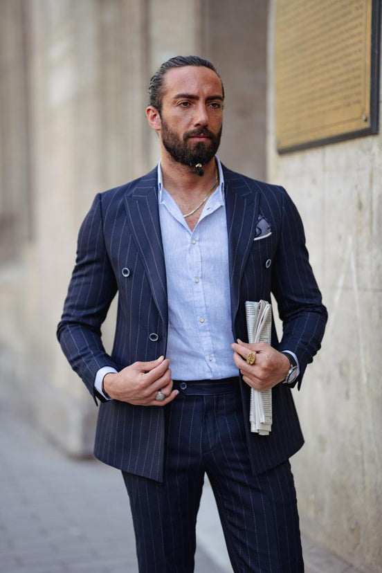 Dark Blue Pinstripe Suit
