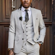 GentWith Sioux Light Gray Slim Fit Notch Lapel Suit