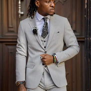 GentWith Sioux Light Gray Slim Fit Notch Lapel Suit