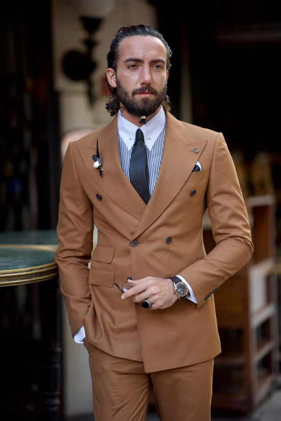 Rust Brown Double Breasted Suit