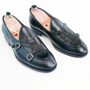 Sparks Black Double Monk Strap Shoes