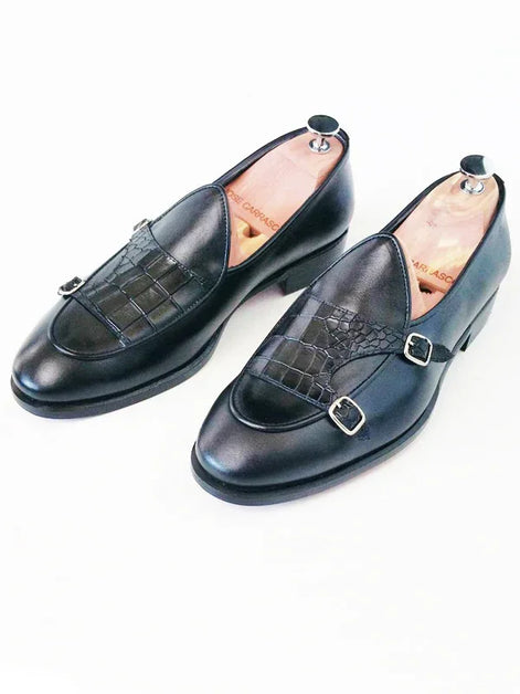 Sparks Black Double Monk Strap Shoes