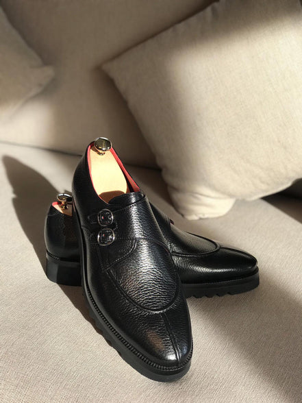 Sparks Black Buckle Loafers