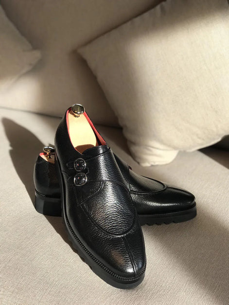 Sparks Black Buckle Loafers