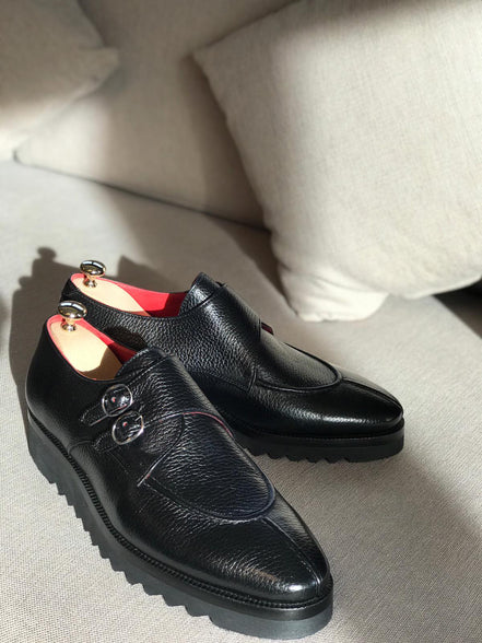 Sparks Black Buckle Loafers