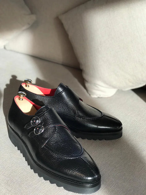 Sparks Black Buckle Loafers