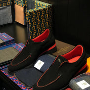 Sparks Handmade Suede Leather Black Loafers