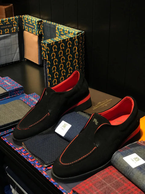 Sparks Handmade Suede Leather Black Loafers