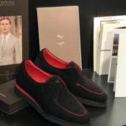 Sparks Handmade Suede Leather Black Loafers