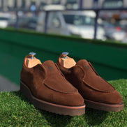 Sparks Handmade Suede Leather Brown Loafers