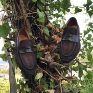 Sparks Handmade Woven Leather Brown Loafers