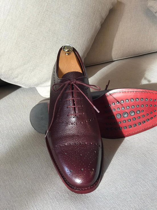 Burgundy Leather Oxford Shoes
