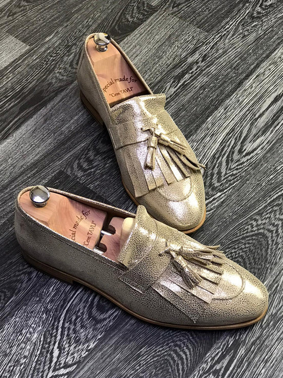 Gray Tassel Loafers