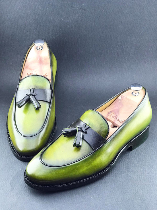 Green Tassel Loafers